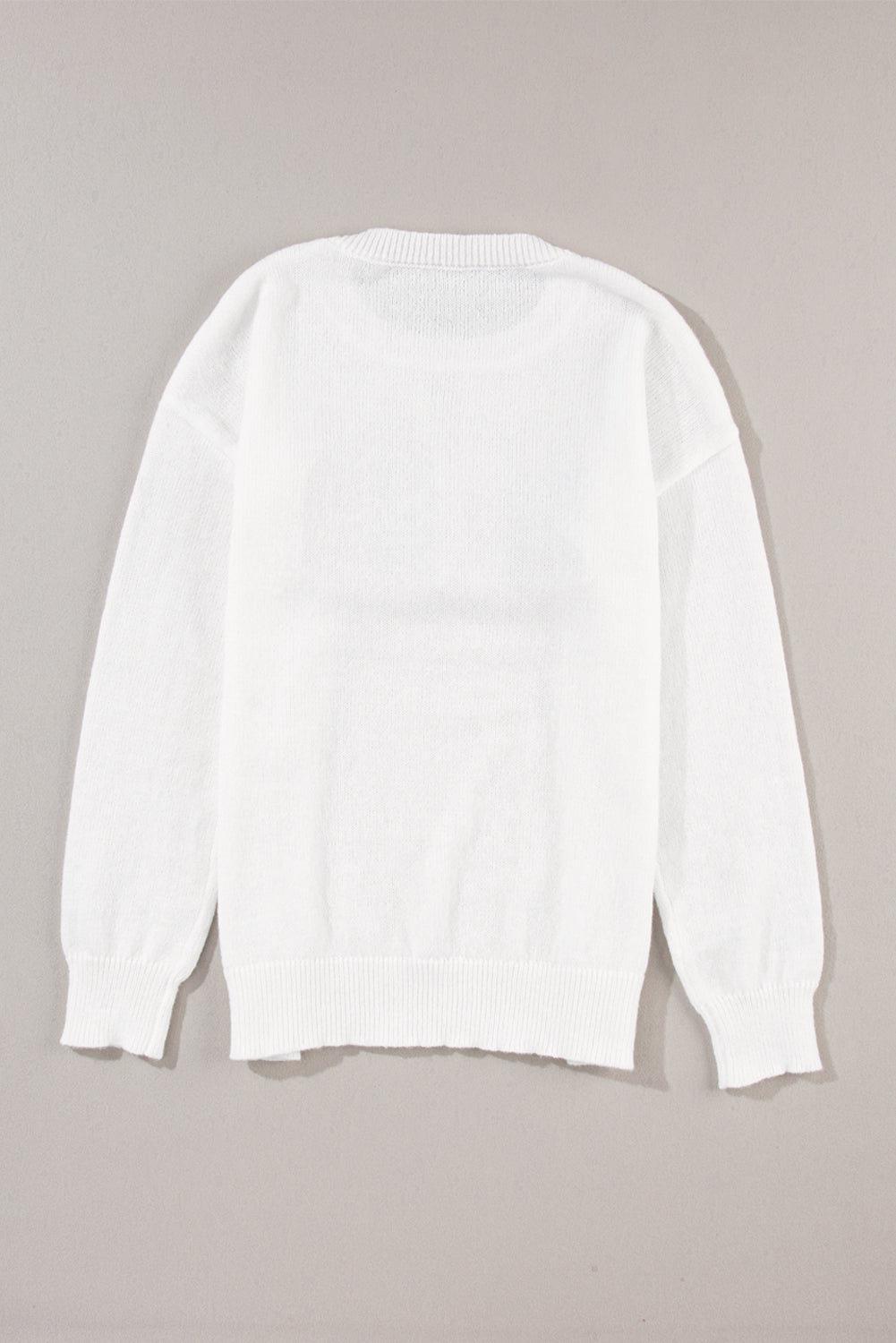 White XOXO Glitter Print Round Neck Casual Sweater