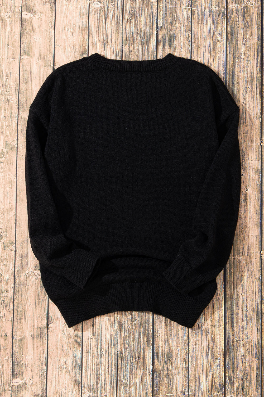 Black XOXO Glitter Print Round Neck Casual Sweater