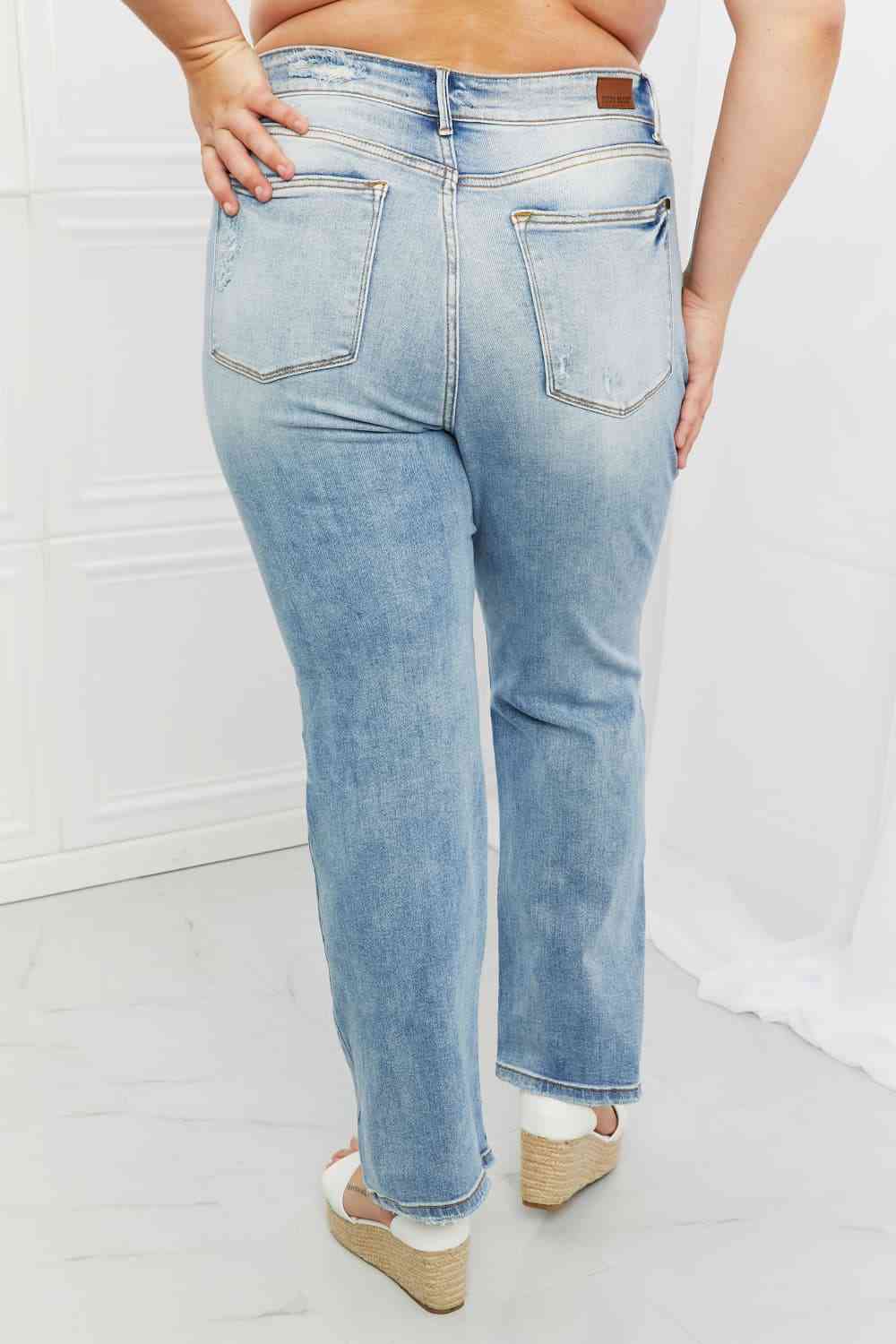 Judy Blue Natalie Full Size Distressed Straight Leg Jeans