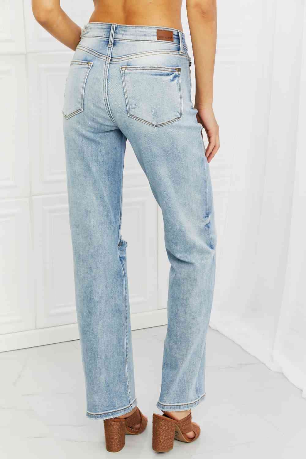 Judy Blue Natalie Full Size Distressed Straight Leg Jeans