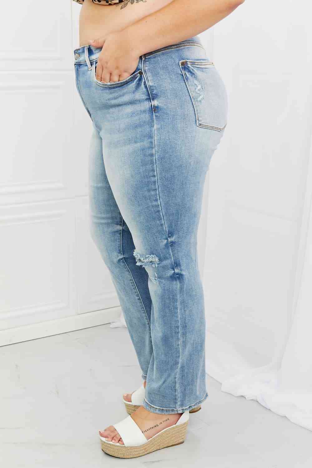 Judy Blue Natalie Full Size Distressed Straight Leg Jeans