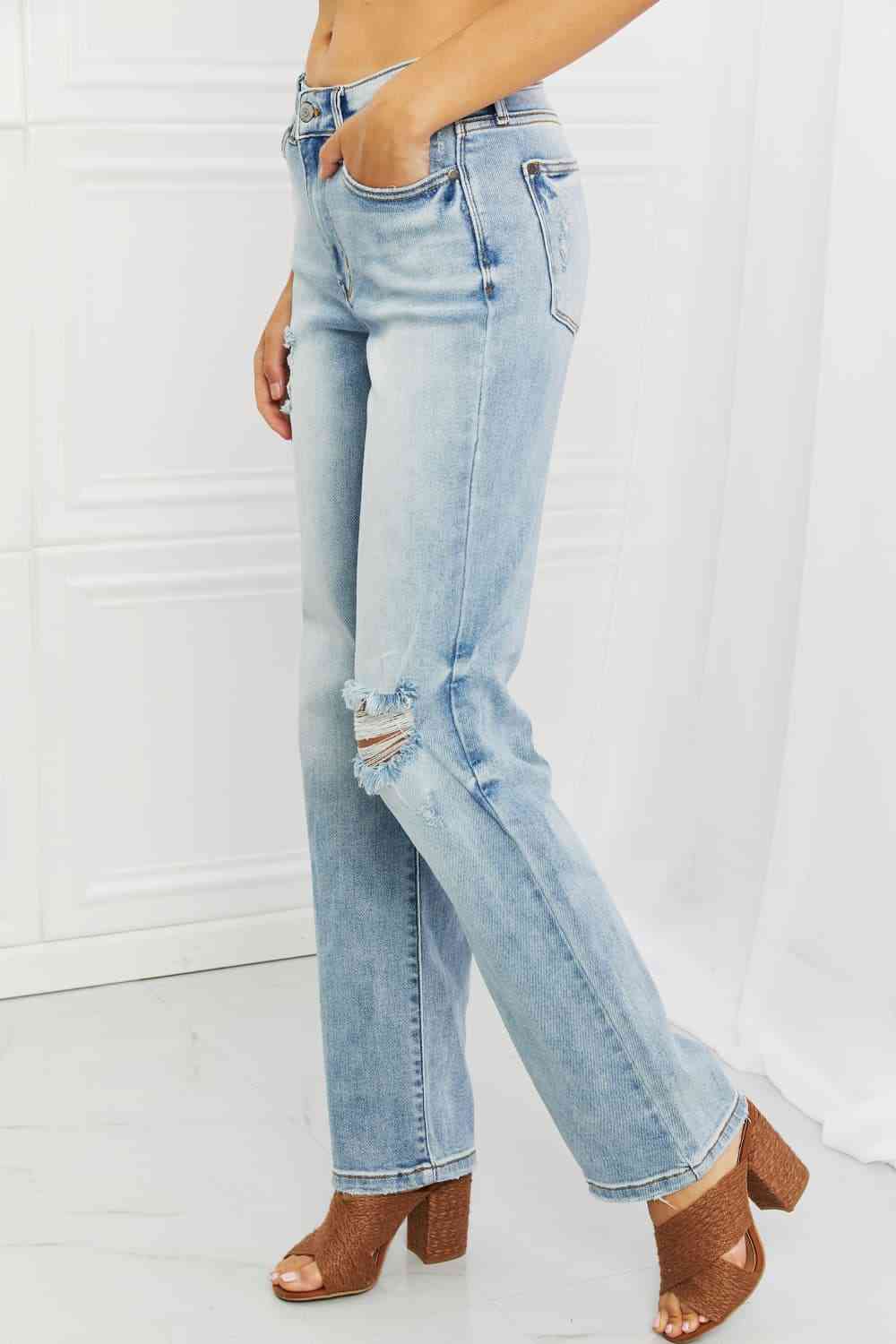 Judy Blue Natalie Full Size Distressed Straight Leg Jeans